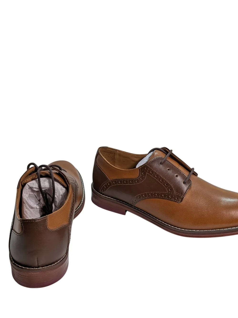 Johnston & Murphy Conard Saddle Boys 5M Tan Brown Leather Oxford Shoes NIB